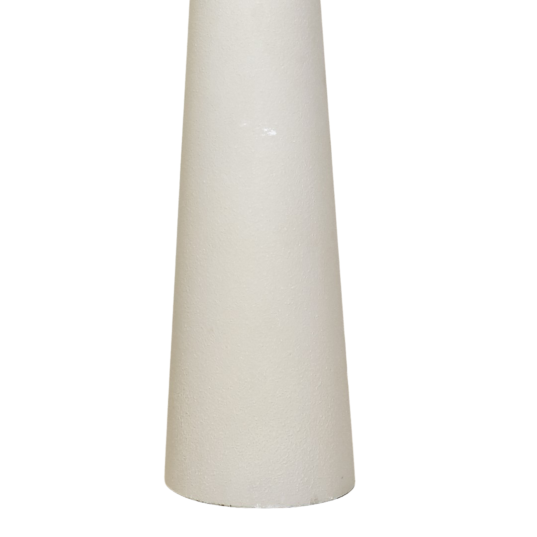 Detail of the Prana floor lamp’s tapered base and smooth finish.