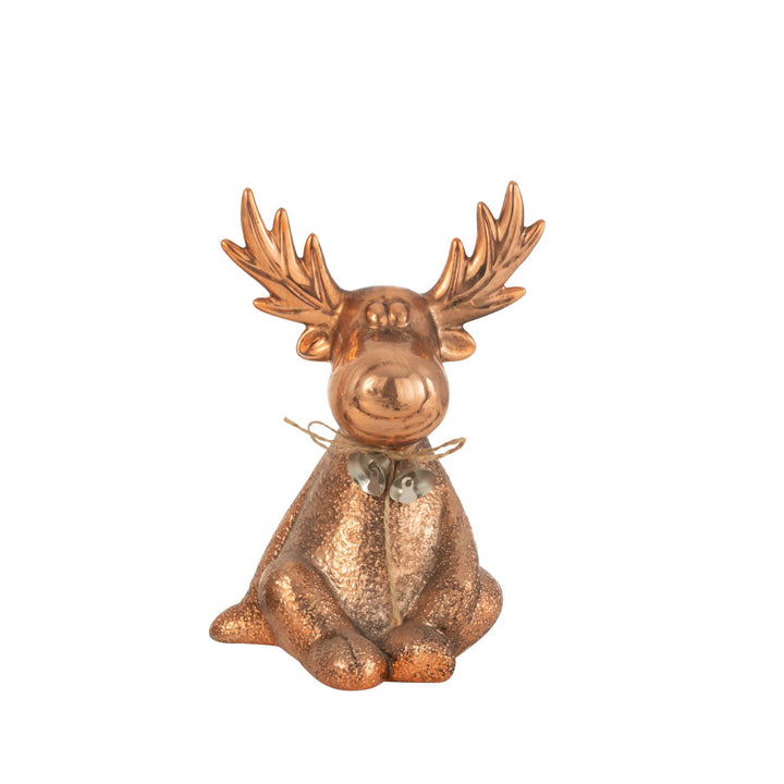 Front view of the copper Vixen reindeer decorative figure.