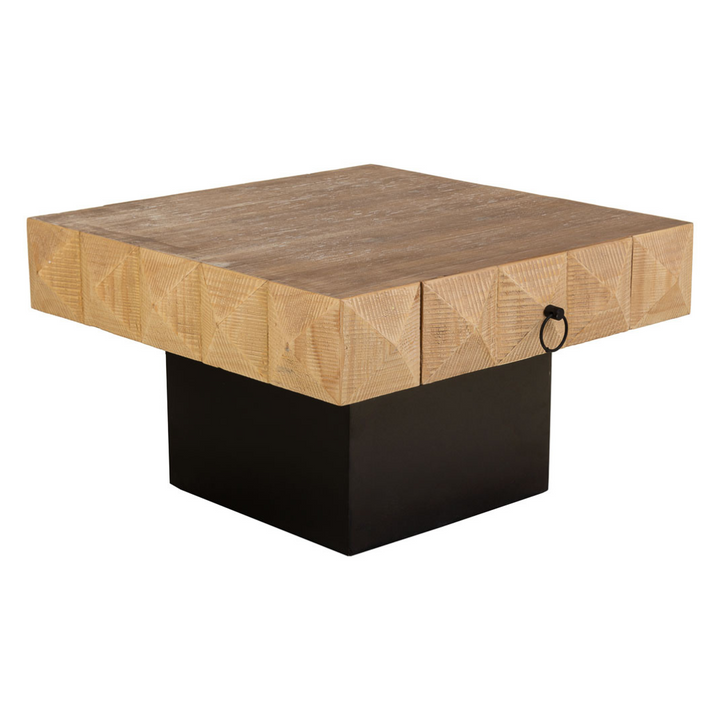 KERATON COFFEE TABLE W/DRAWERS | NATURAL/BLACK 81.5X86X46CM