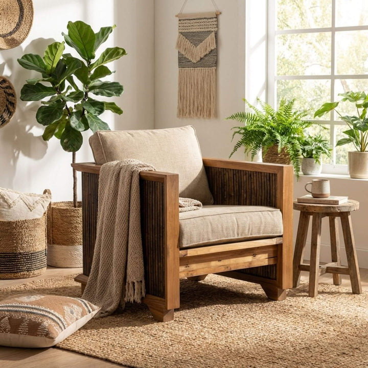 Styled interior setting featuring the Punka armchair in a cozy living space.