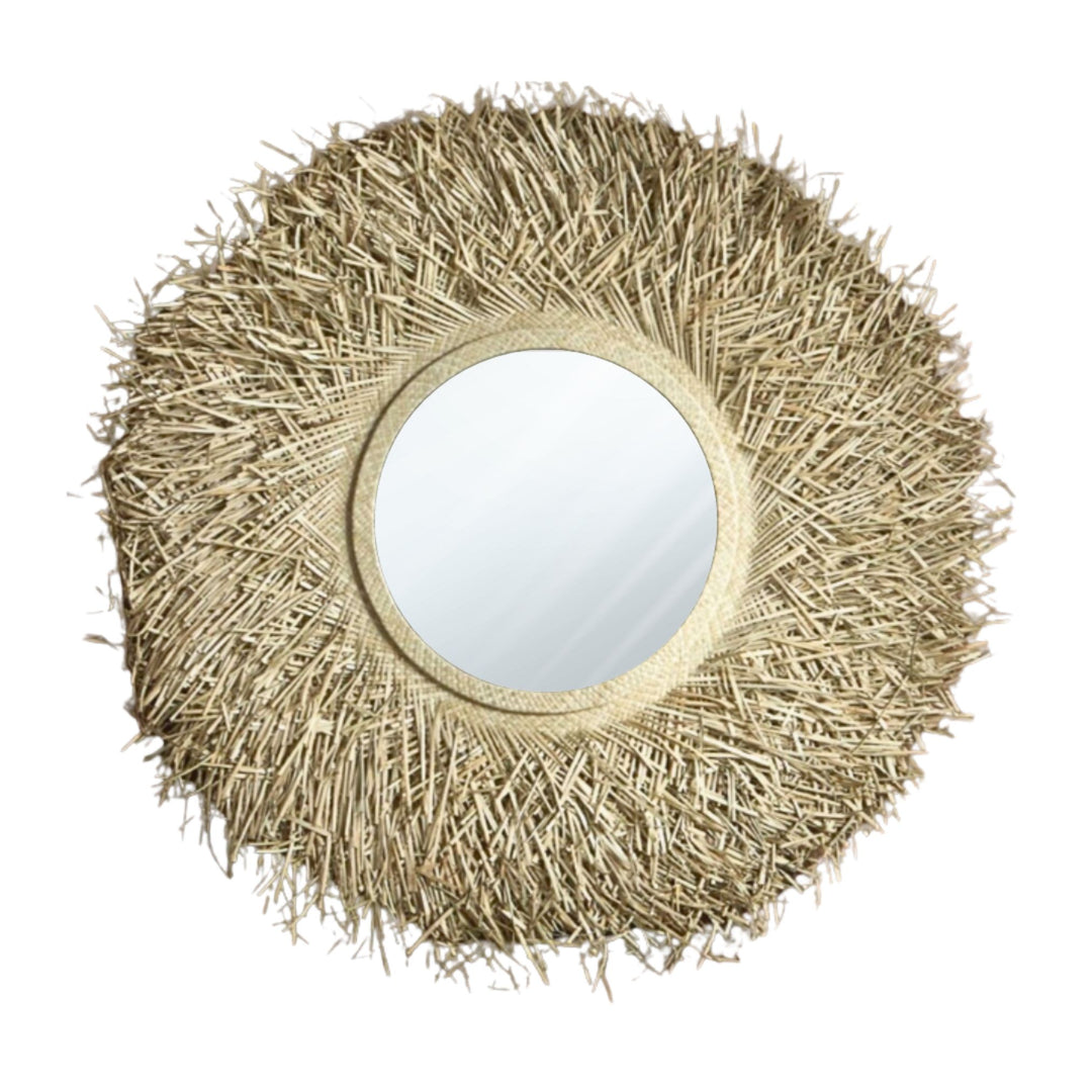 Pandang Mirror Natural with seagrass sunburst frame.