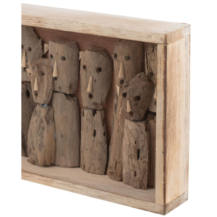 Side view of Ralla Square Wall Deco showing natural wood texture and hand-carved details.

