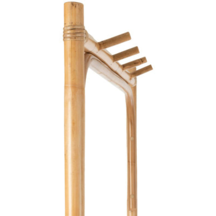 Close-up of curved rattan frame and hook detail