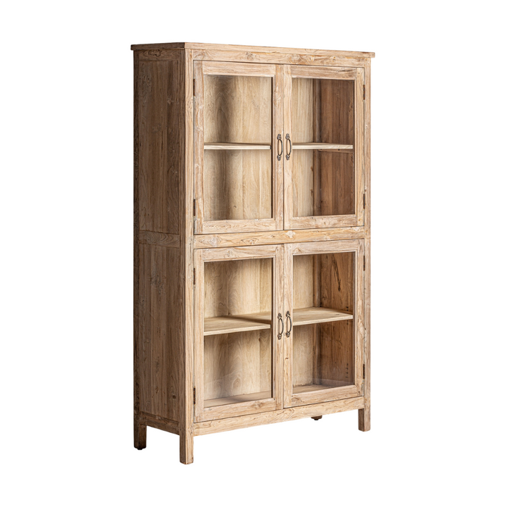 Side angle of the handcrafted Rin Cabinet showing its natural wood grain.