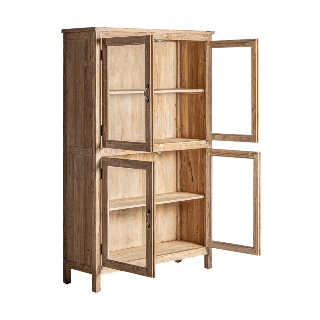 Open-door view displaying the interior shelving of the Rin Cabinet.