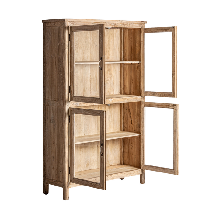 Open-door view displaying the interior shelving of the Rin Cabinet.