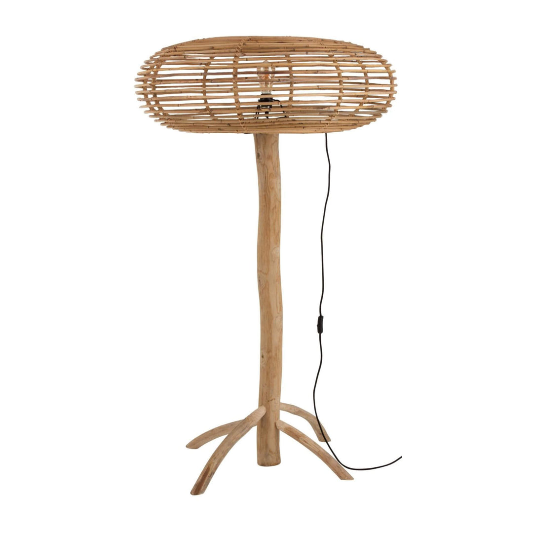 Large Robi floor lamp showing sculptural teak branch base