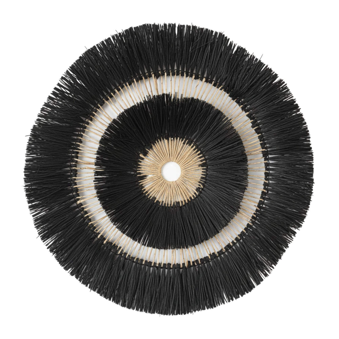 Front view of the Roda wall deco made from Mendong grass and banana leaf.