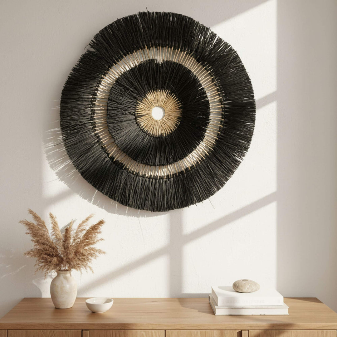 Roda wall decoration displayed in a modern interior setting.