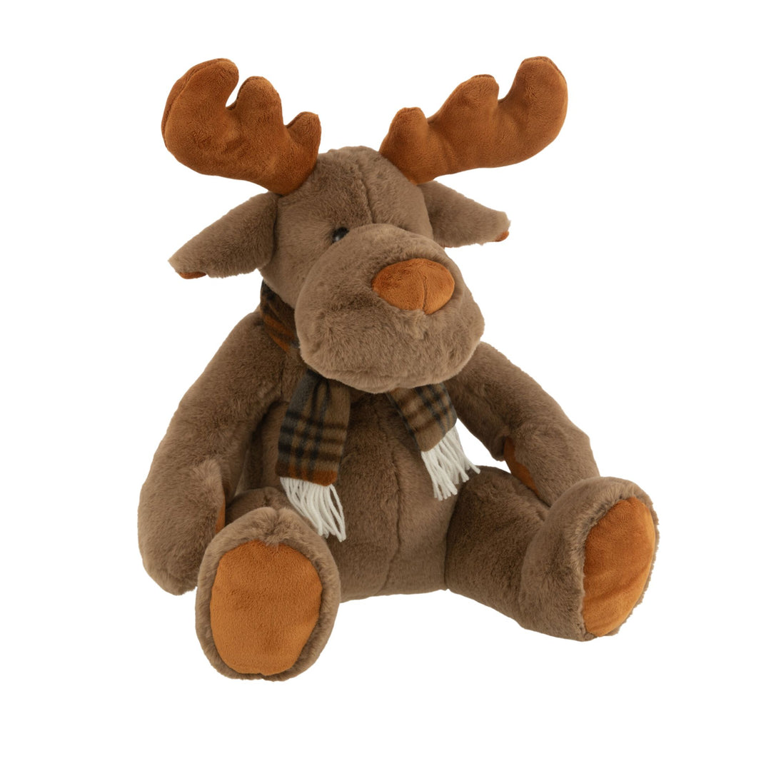 Front view of the Rudolph Deer Figure in soft brown textile.