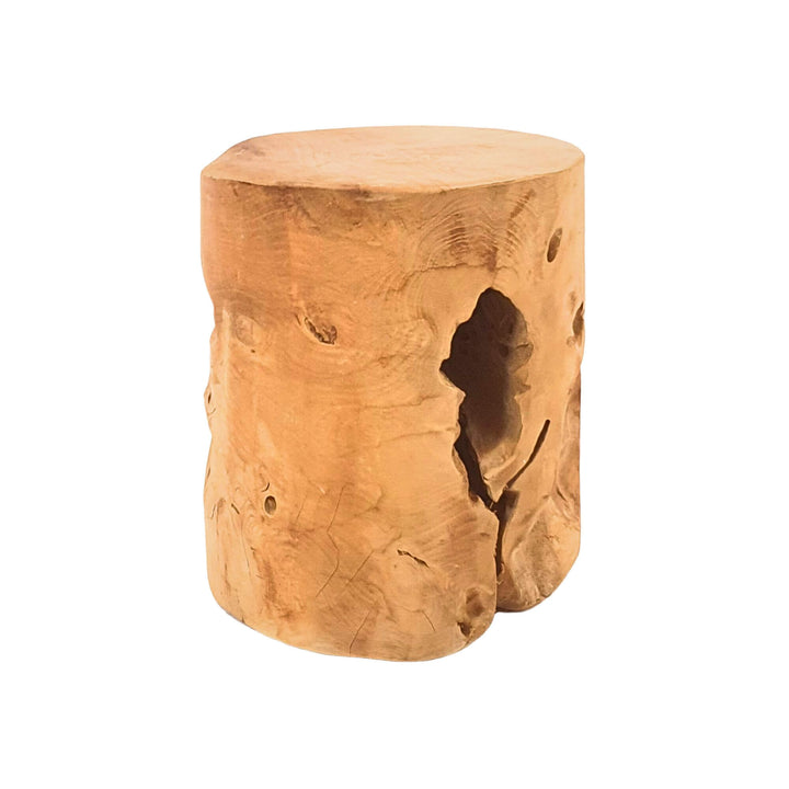 RURUTU TEAK ROOT STOOL SMALL WITH WHITE BACKGROUND