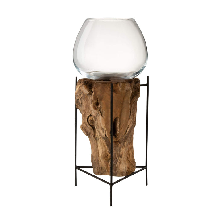 Rututu stand styled with decorative glass bowl