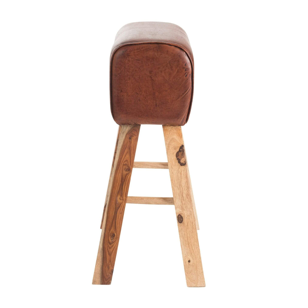Side view of Rock Bar Stool with padded leather seat