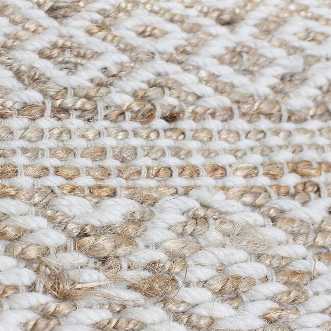 Close-up of the Sadar Rug highlighting the detailed weave and wool accents.