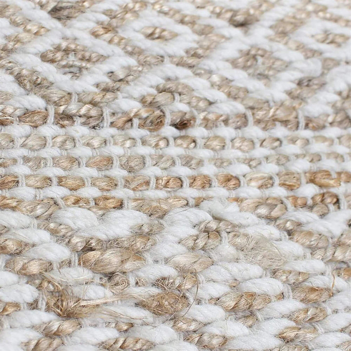 Close-up of the Sadar Rug highlighting the detailed weave and wool accents.