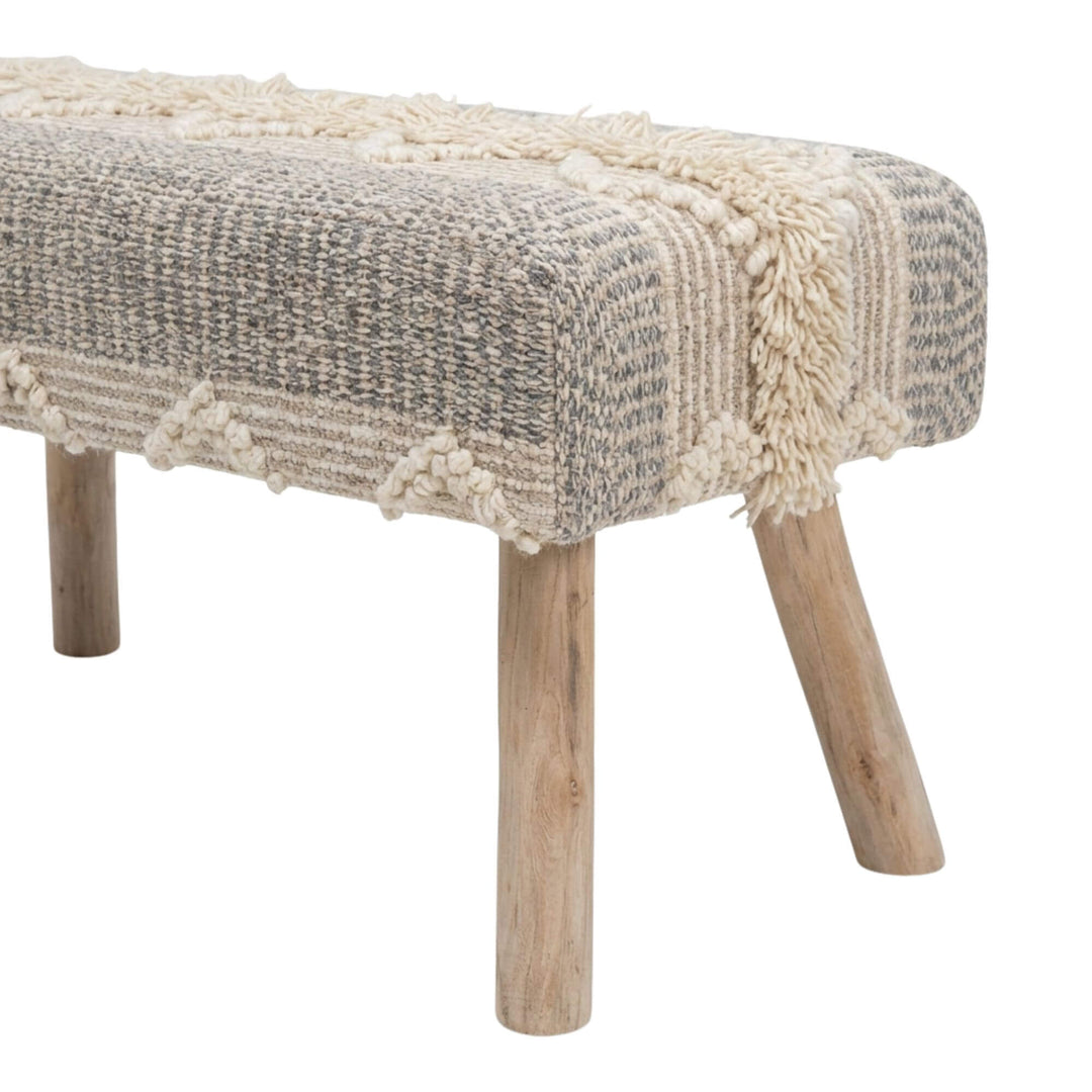 Sagging Bench Saga Bench | Handcrafted Teak Branch Bench with Woven Seat – SYBARTUM