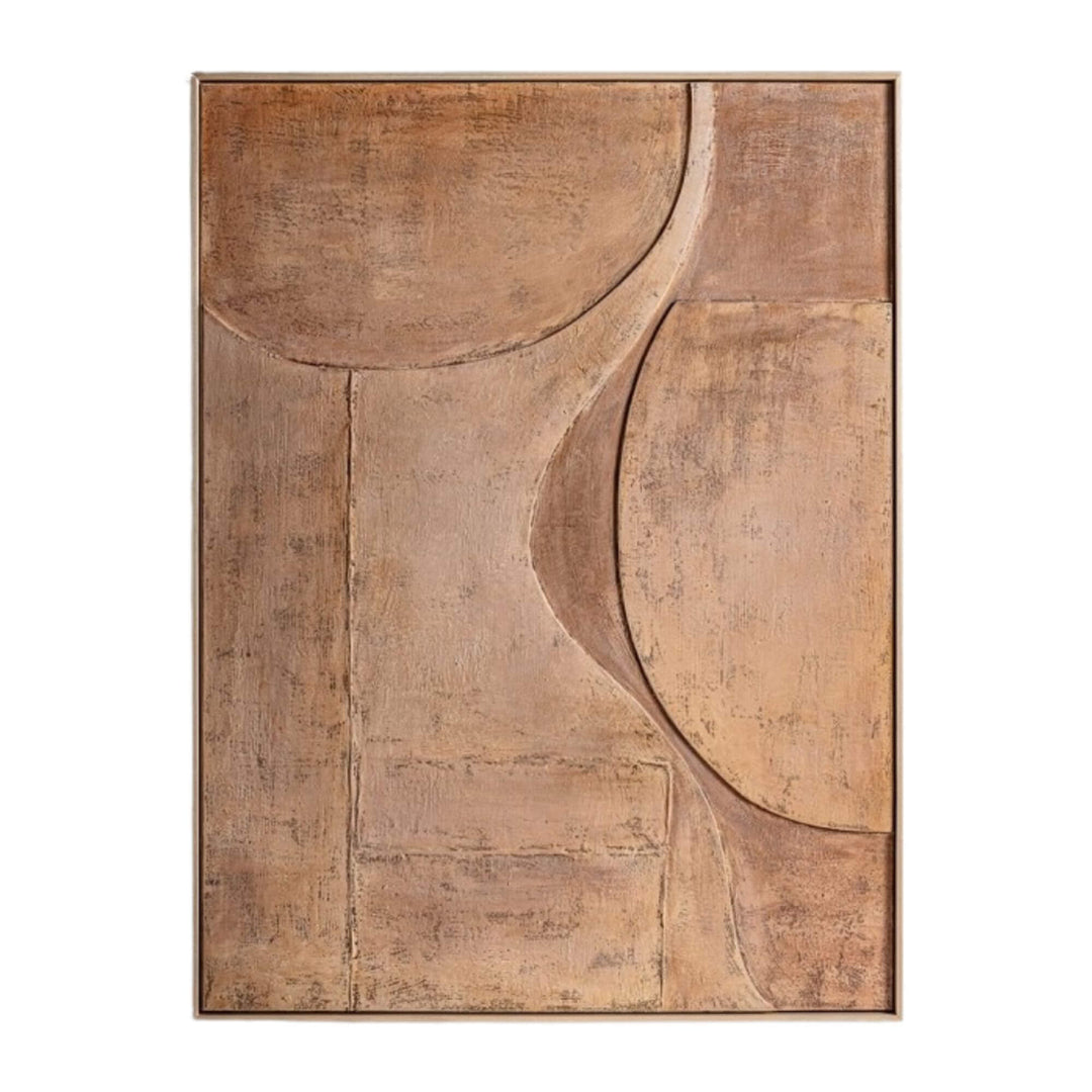 Textured abstract canvas painting in sand and clay tones from the Sahar Collection.
