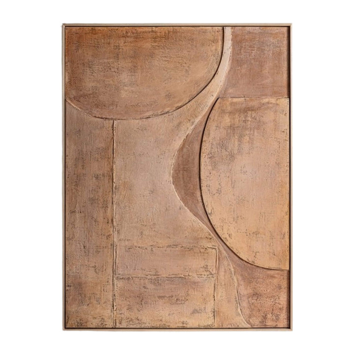 Textured abstract canvas painting in sand and clay tones from the Sahar Collection.