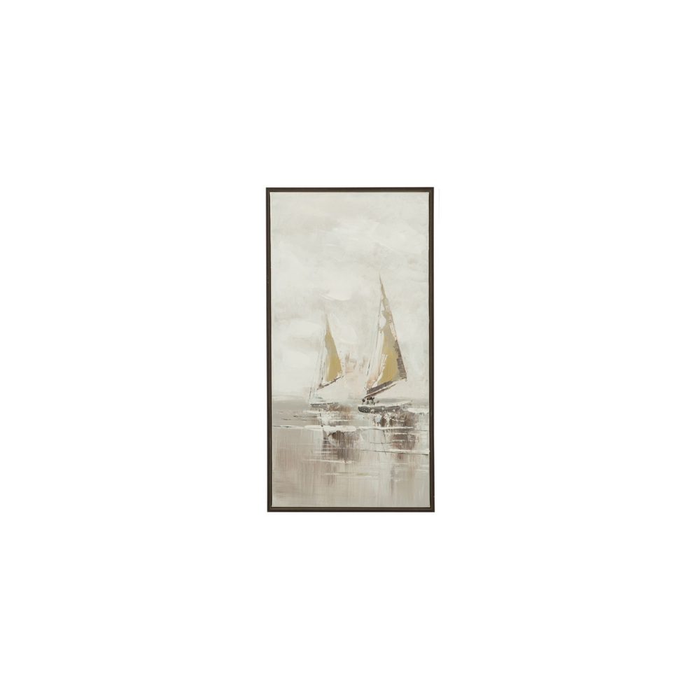 Single vertical Sailboat Painting panel showing sailboats on calm water.