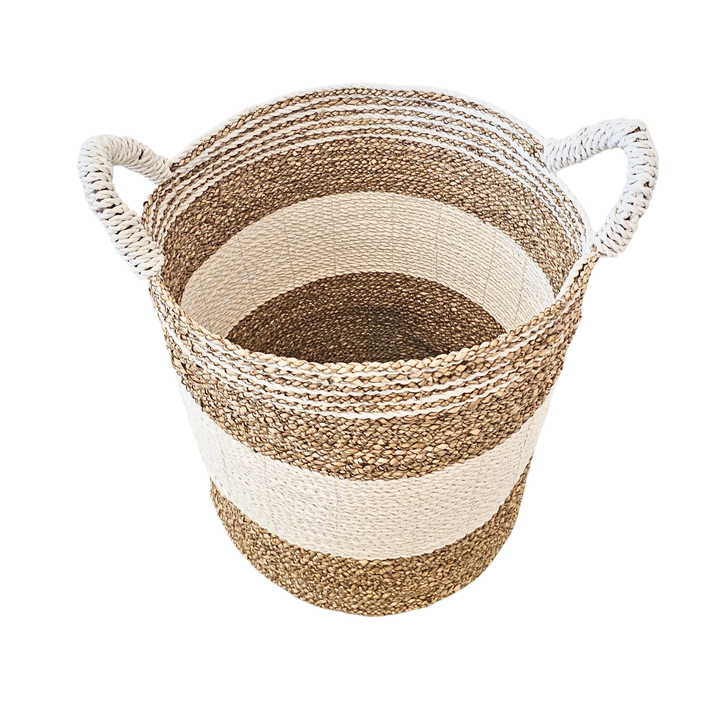 Top view showing open interior and striped weave