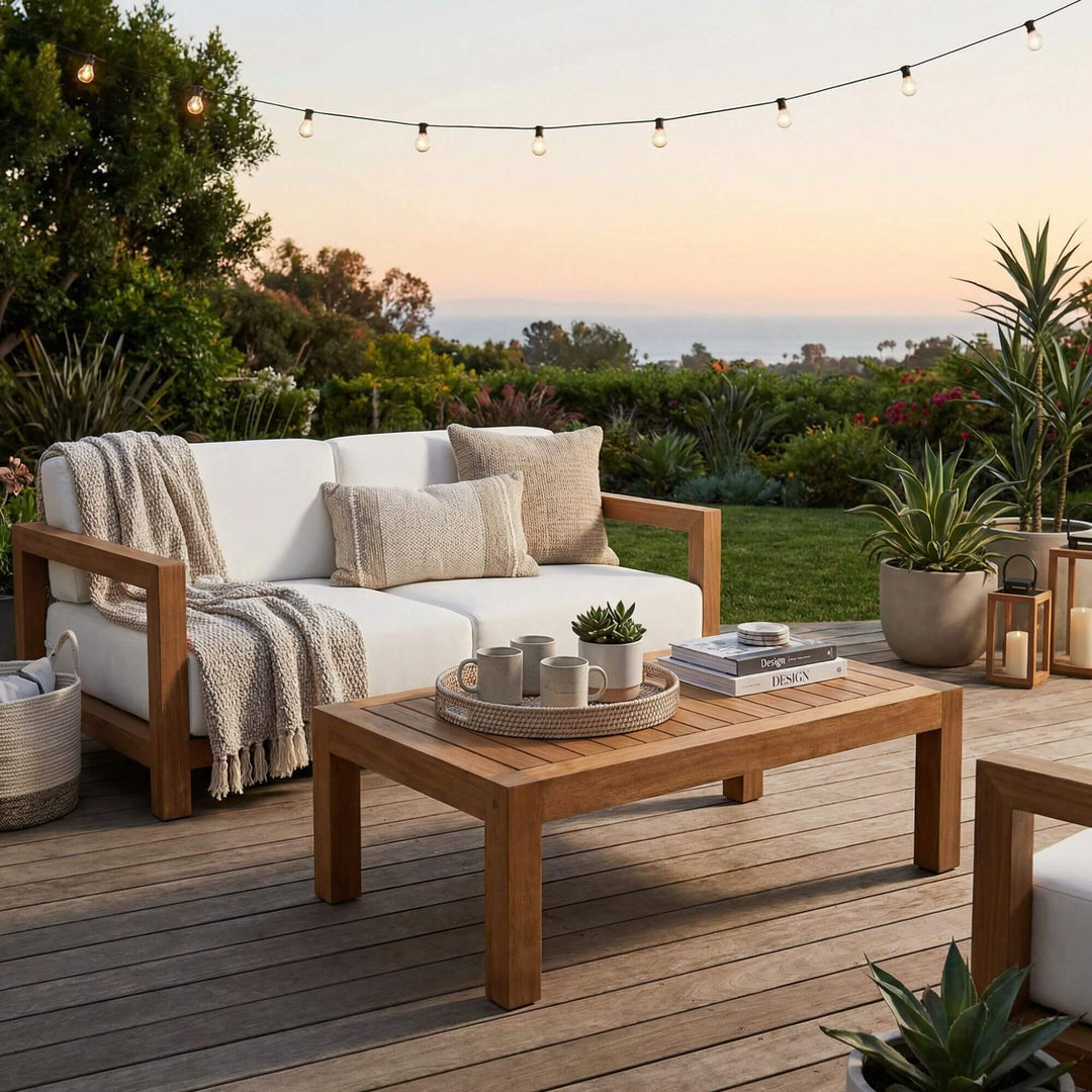 SANTORINI SOLID TEAK COFFEE TABLE | 120X75X37CM