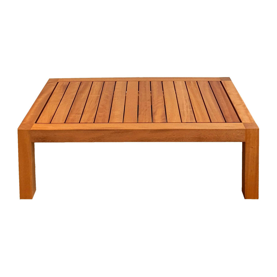 Front view of the Santorini Solid Teak Coffee Table in natural teak wood.