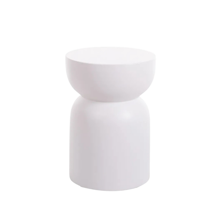 San Gimignano cement stool showcasing its sculptural silhouette and minimalist design.