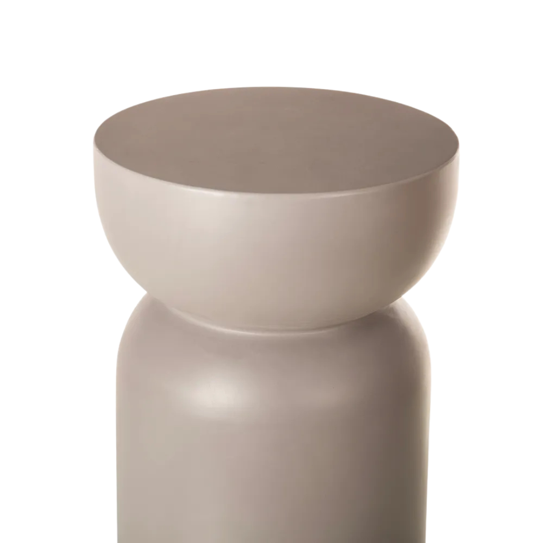 Close-up view of the smooth cement surface and rounded top of the San Gimignano stool.