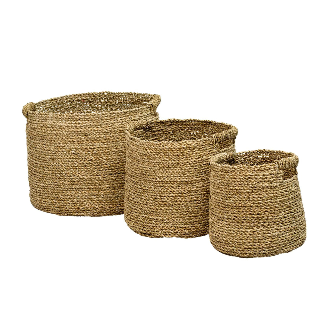 Set of Sara seagrass baskets in three sizes, natural tone