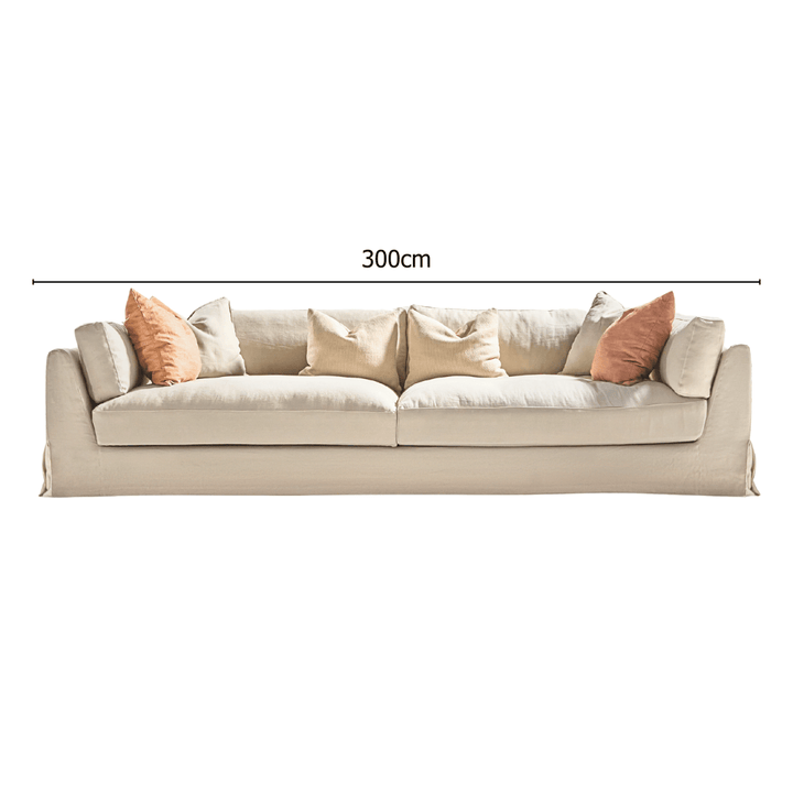 Sardegna three-seater sofa with measurements and beige finish