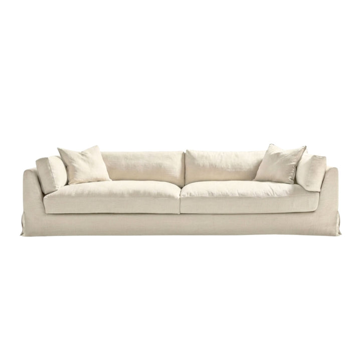 Three-seater Sardegna sofa in white linen fabric
