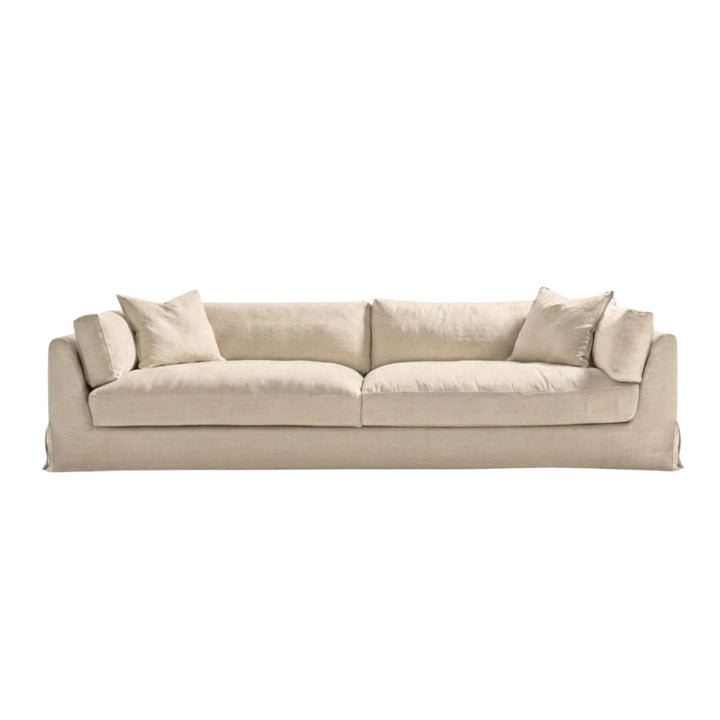 Three-seater Sardegna sofa in sand linen fabric