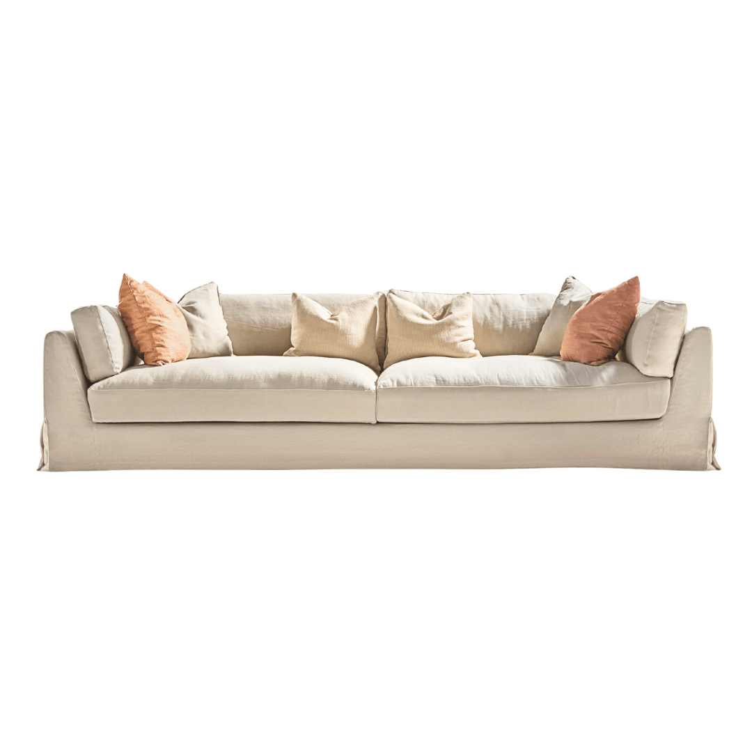 Three-seater Sardegna sofa in natural linen fabric