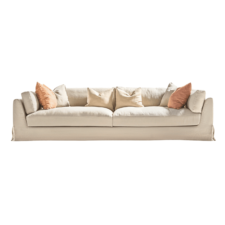 Three-seater Sardegna sofa in natural linen fabric