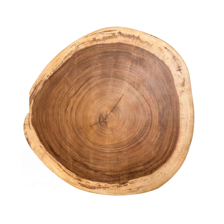 Top view of the Savu coffee table showing the natural wood grain and organic round shape.