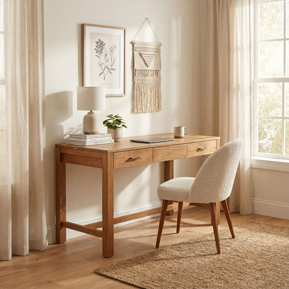 Styled interior scene featuring the Scheherazade Desk in a home office setting.