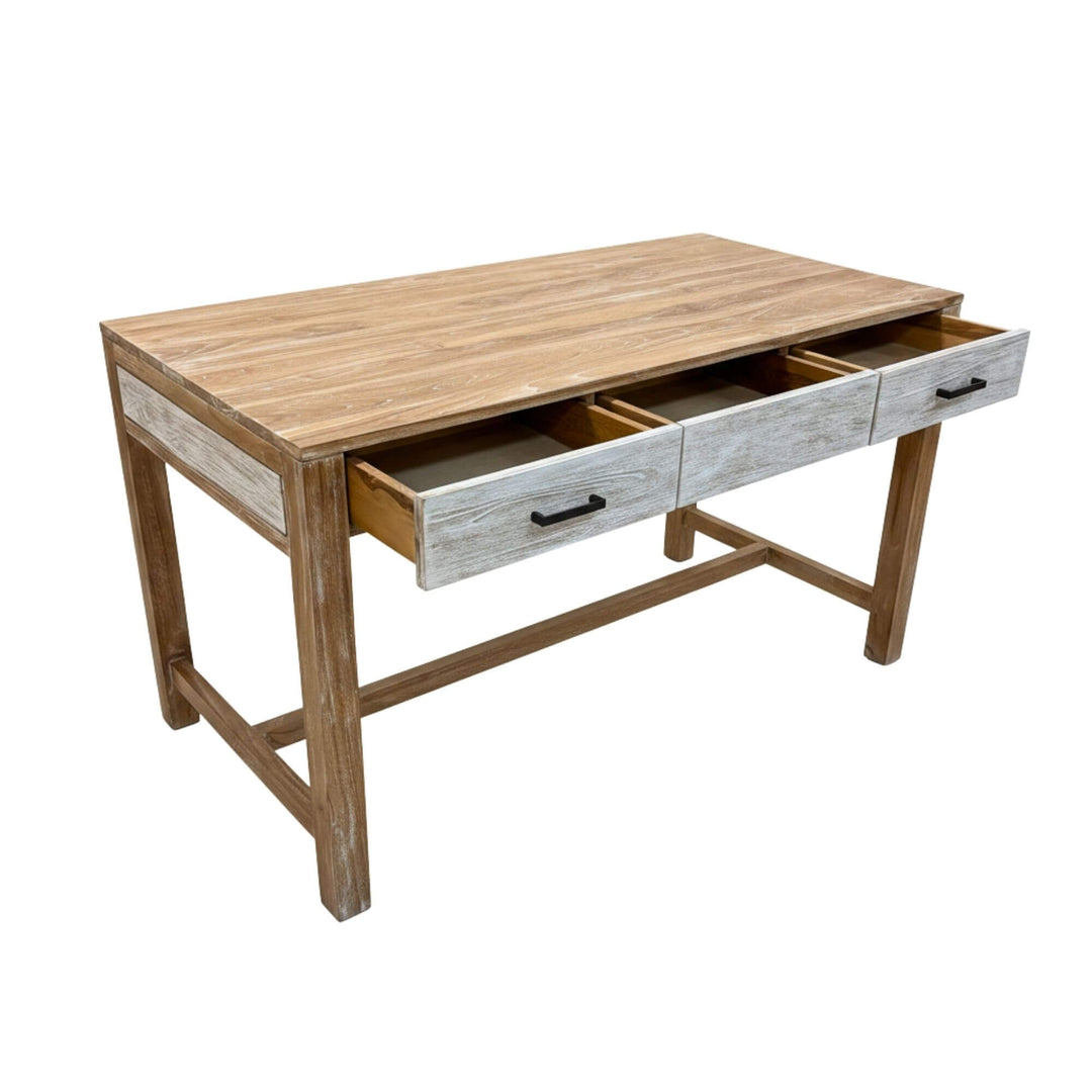 Angled view of the Scheherazade Desk highlighting its drawers and craftsmanship.