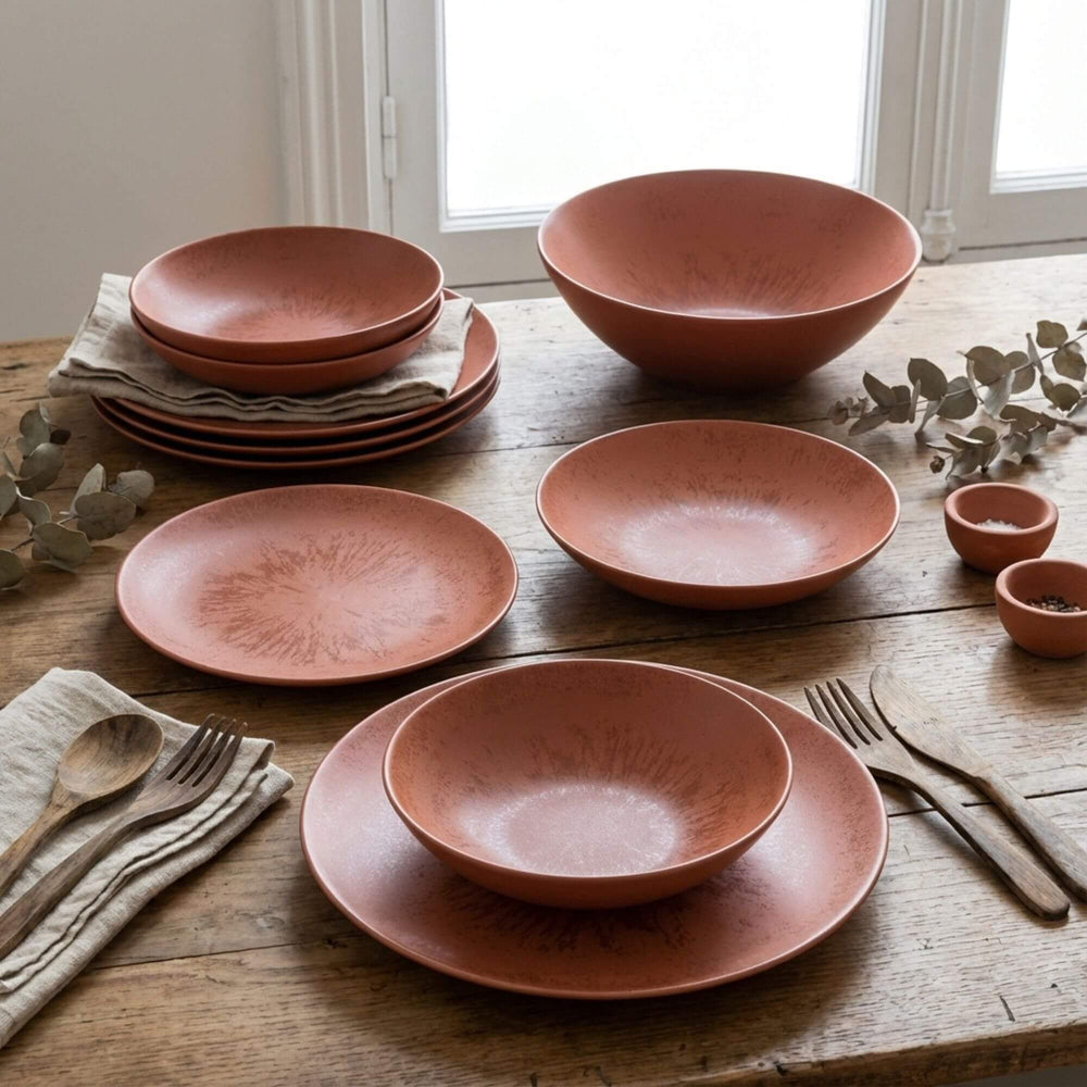 Styled dining table featuring the Sebuku Terra tableware collection.