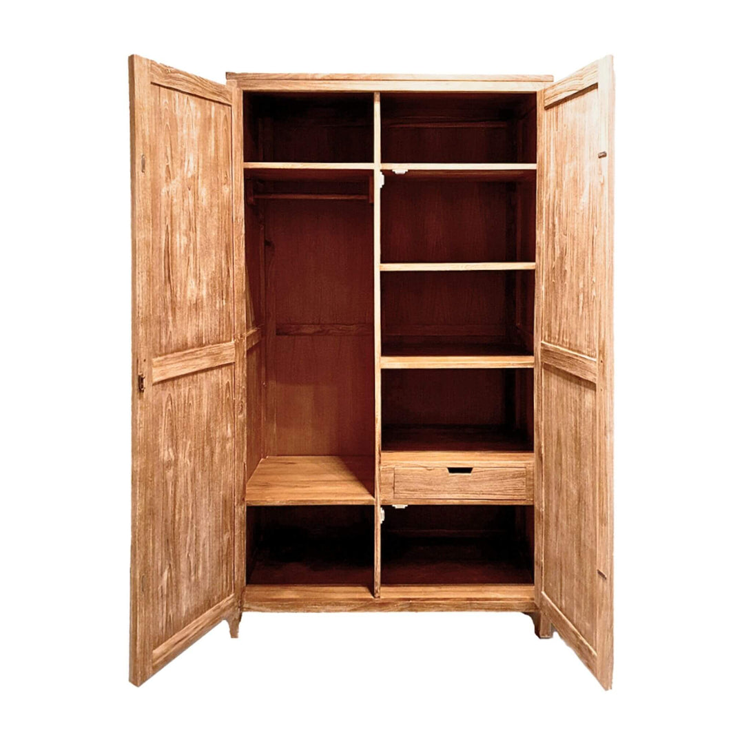 Open Seychelles Wardrobe showing shelves and drawers.