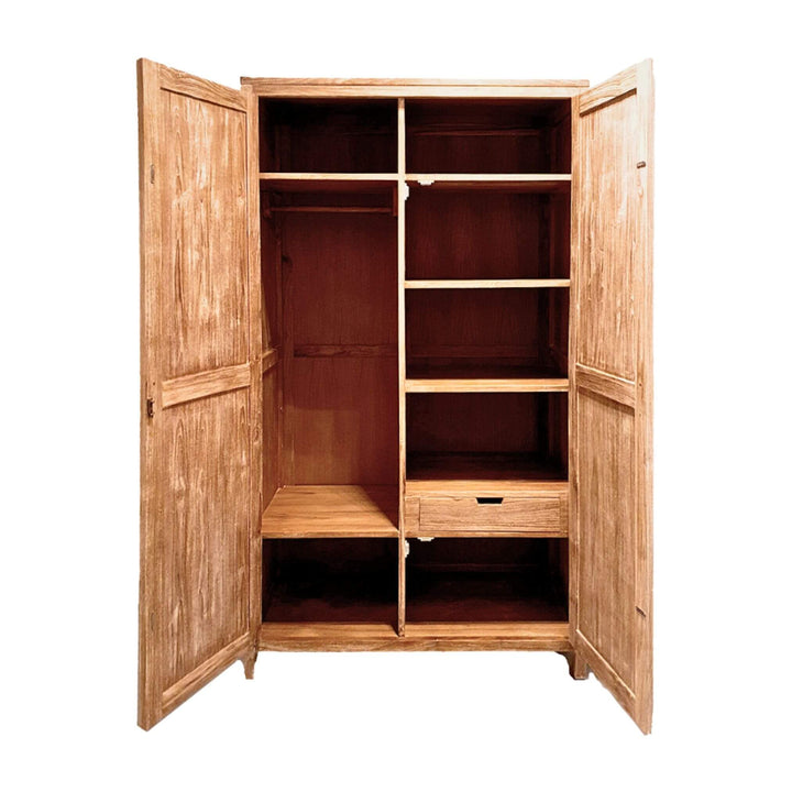 Open Seychelles Wardrobe showing shelves and drawers.