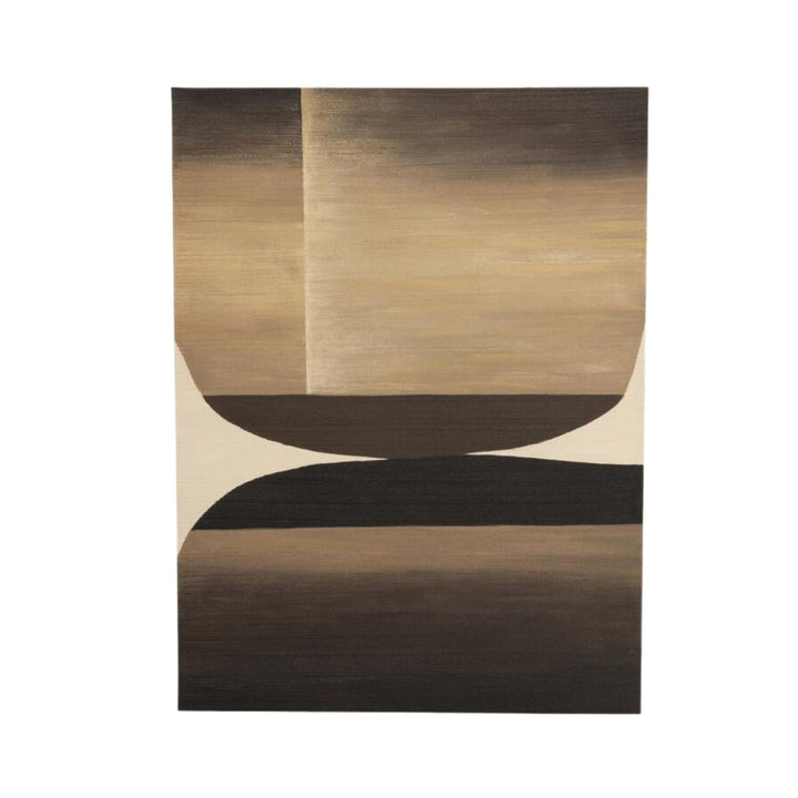 Front view of the Shadow Curve wall art showing its hand-painted abstract curves in dark and warm neutral tones.