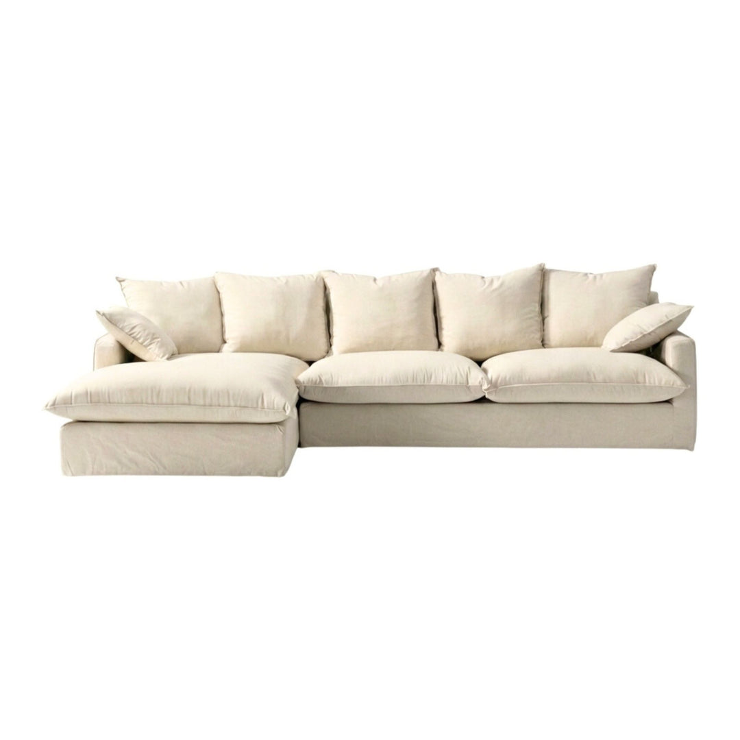 Front view of Sicilia chaise longue sofa on white background