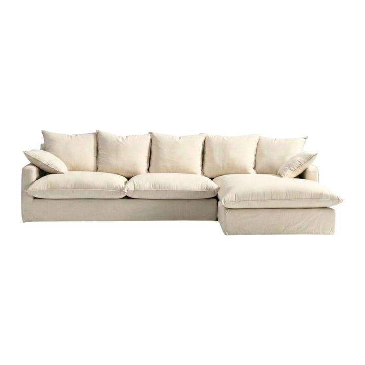 Front view of Sicilia chaise longue sofa on white background