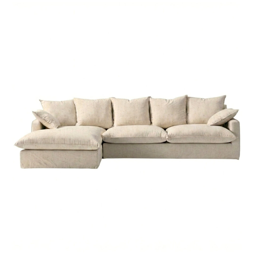 Front view of Sicilia chaise longue sofa on white background