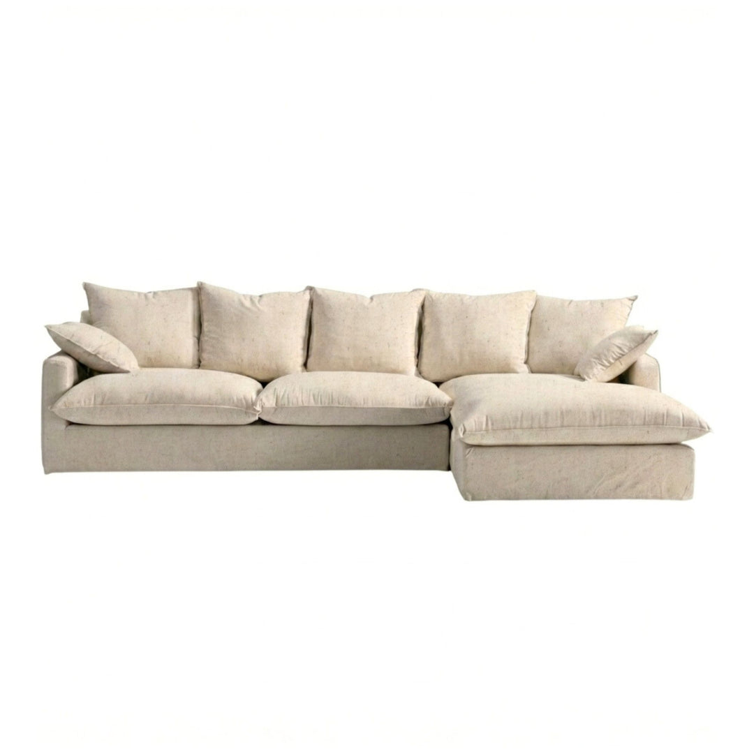 Front view of Sicilia chaise longue sofa on white background