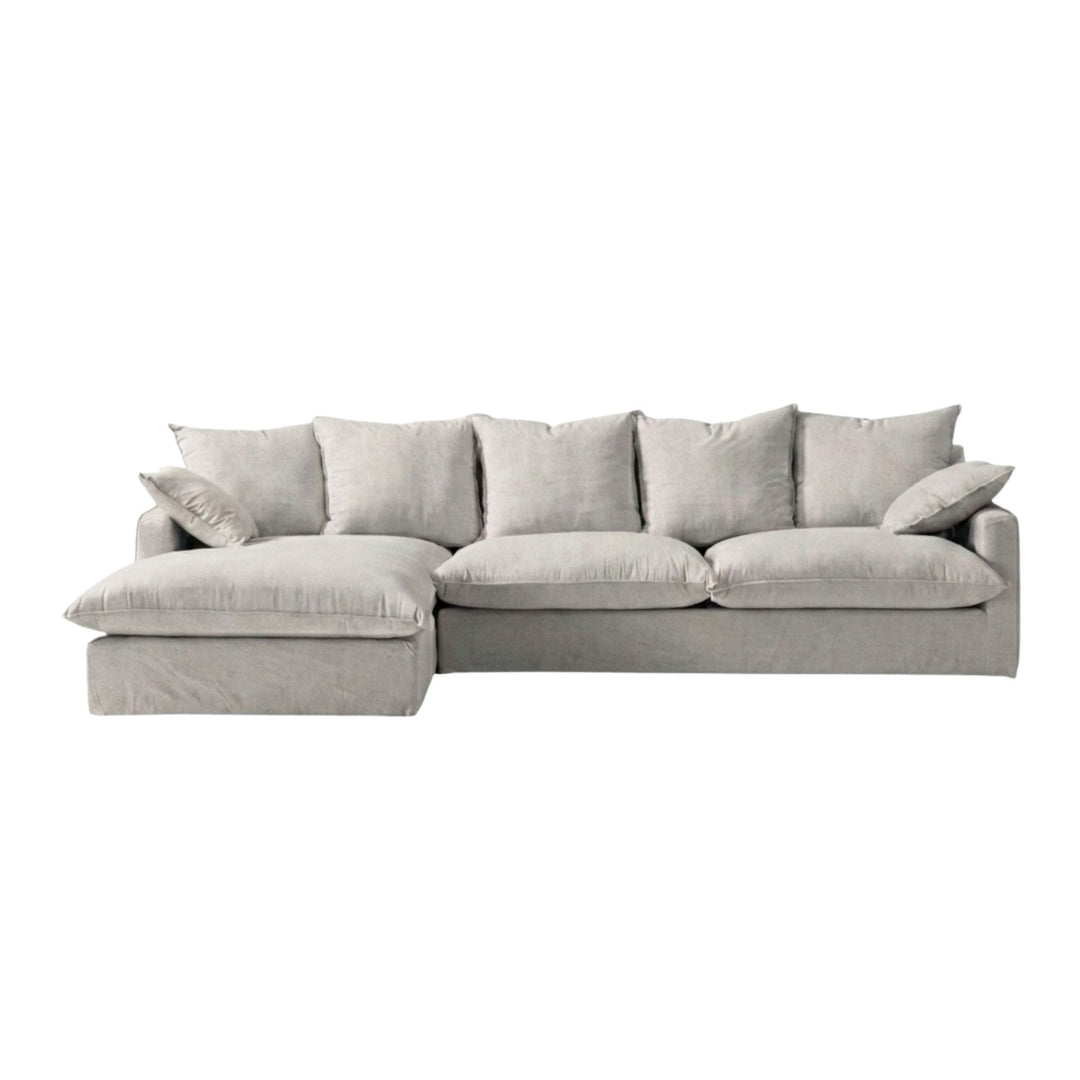 Front view of Sicilia chaise longue sofa on white background