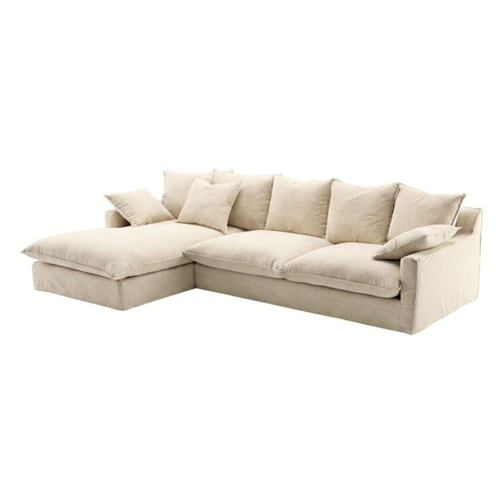 Angled view of Sicilia chaise longue sofa on white background
