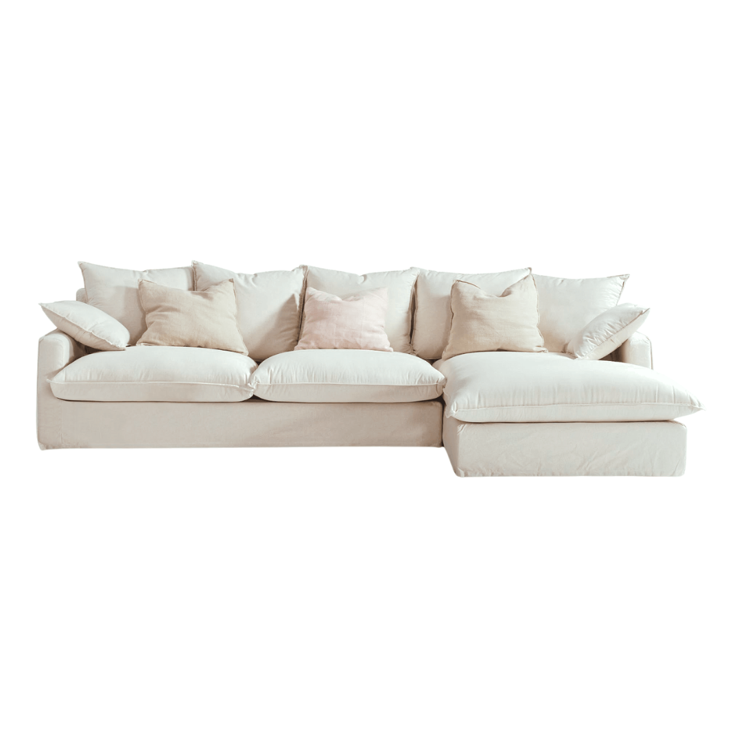 Light beige modular sofa with contemporary design