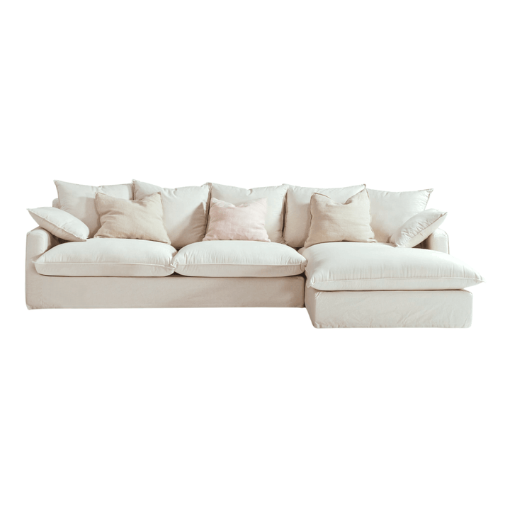 Light beige modular sofa with contemporary design