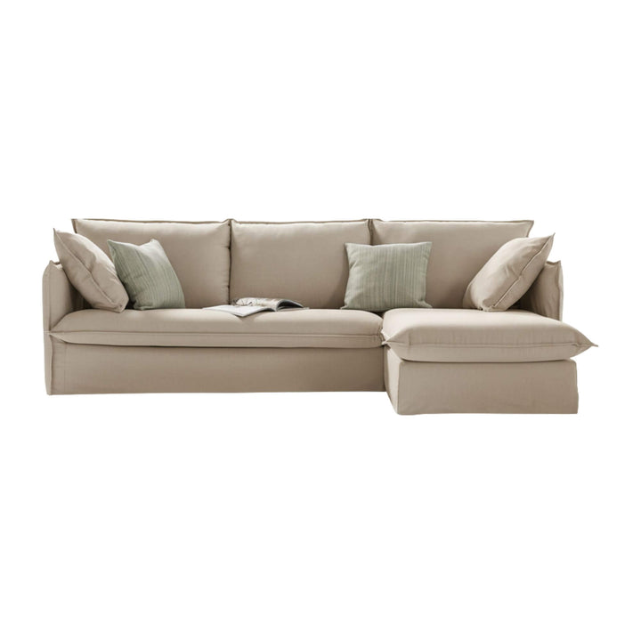 Sicilia sofa bed showing chaise longue and Italian opening system.